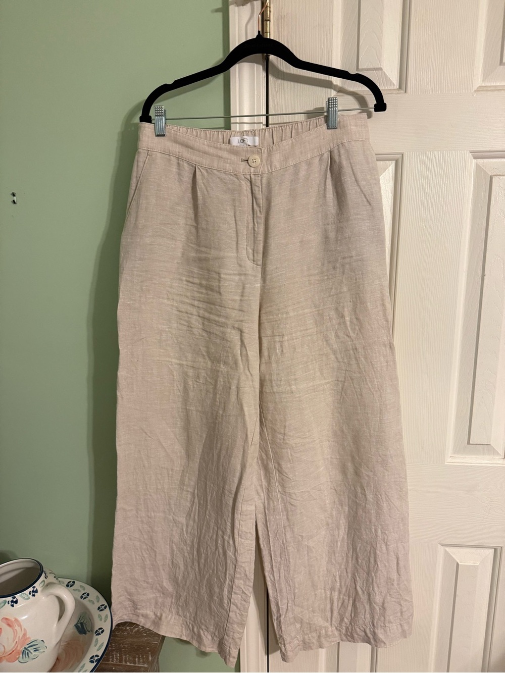 LOFT Neutral Tan Linen Pants